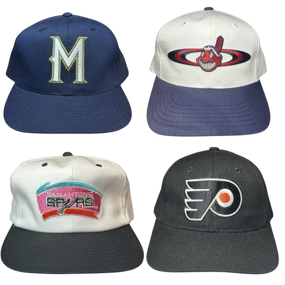 Vtg 90s NBA MLB NHL Youth SnapBack Baseball Caps